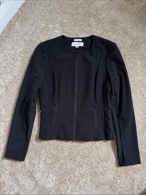 Calvin Klein Black Zip-Front Blazer Jacket
